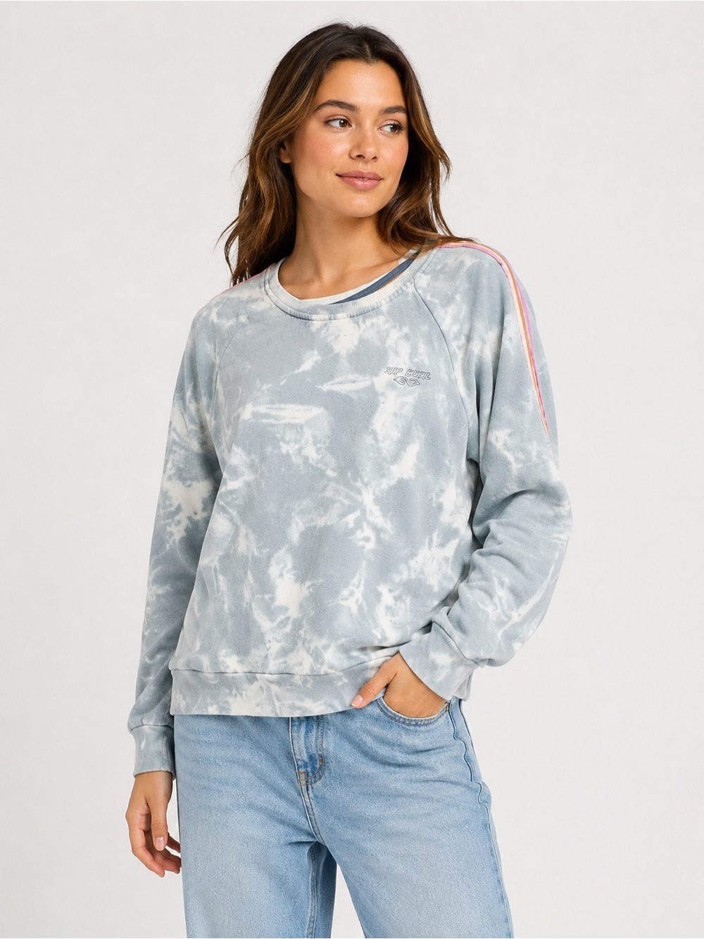 Rip Curl Tie Dye Crewneck Sweatshirt Women’s Medium Blue White Pullover